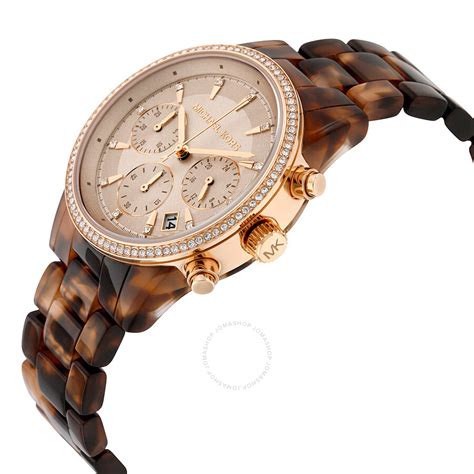 Michael Kors Ritz Chronograph Champagne Dial Tortoise 